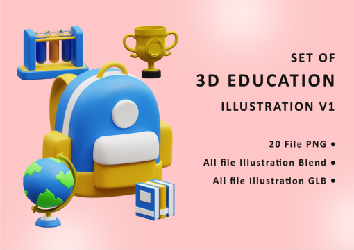 Set of 3D Education Illustration V1