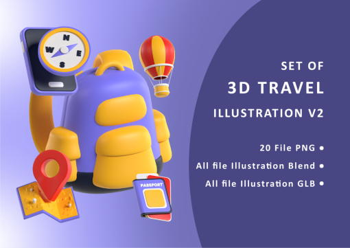 Set of 3D Travel Illustration V2