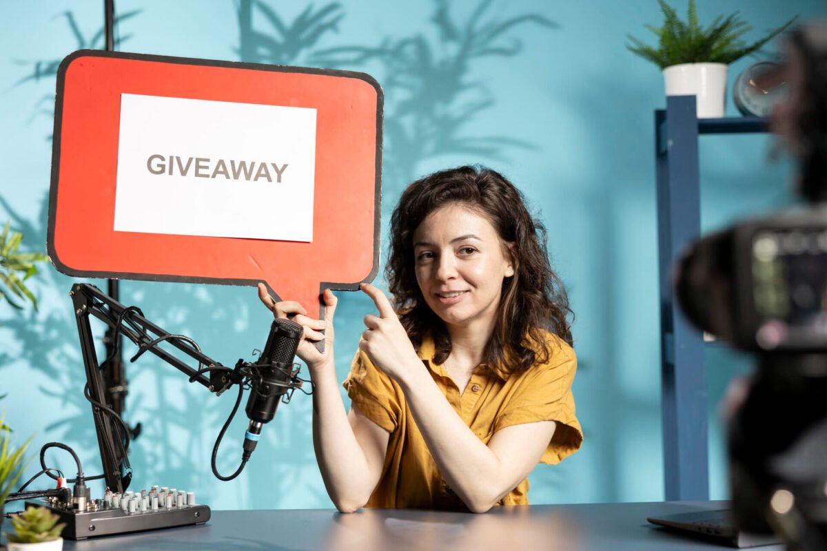 Woman Hosting Giveaway
