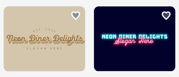9. Design a 1950s diner logotype with a neon script font, pastel colors, and chrome accents.