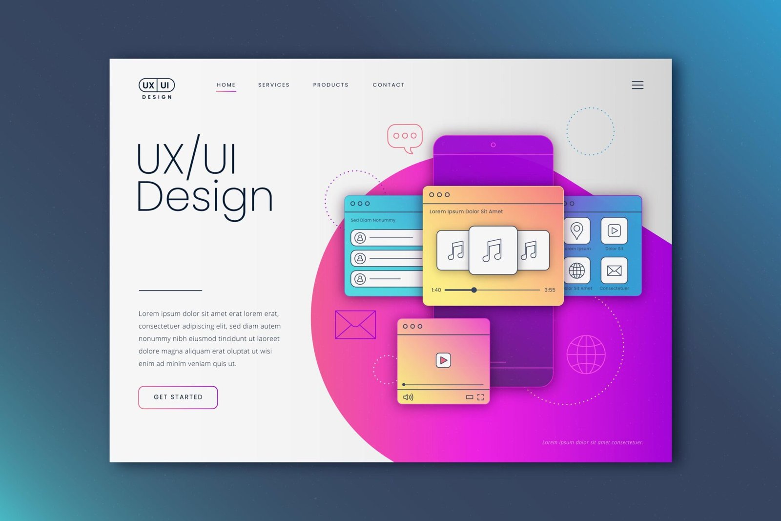 Illustration of modern interactive website design with responsive elements and engaging UI/UX layout