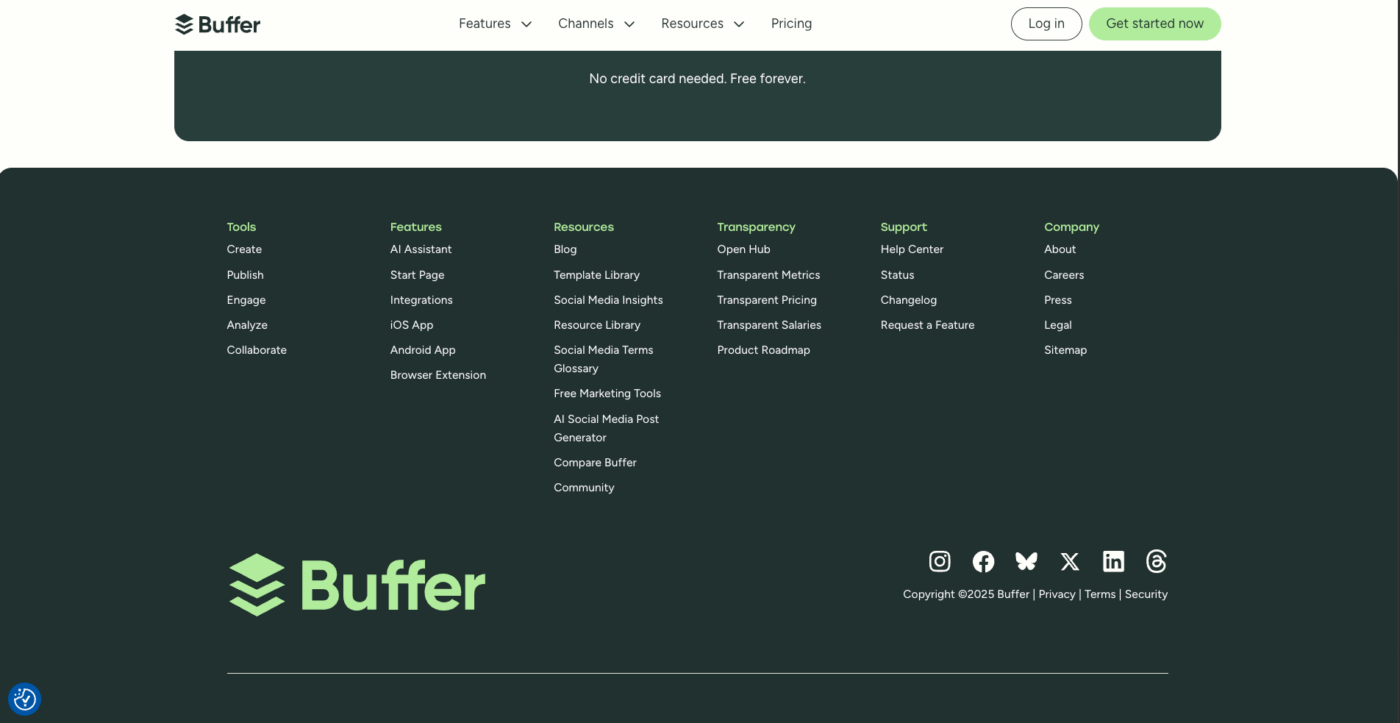 Simple footer with organized navigation