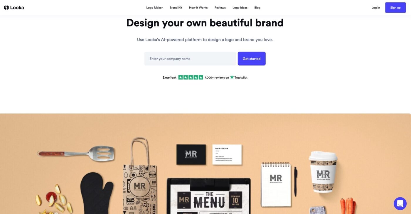  Interface of Looka AI’s website | Source: Looka