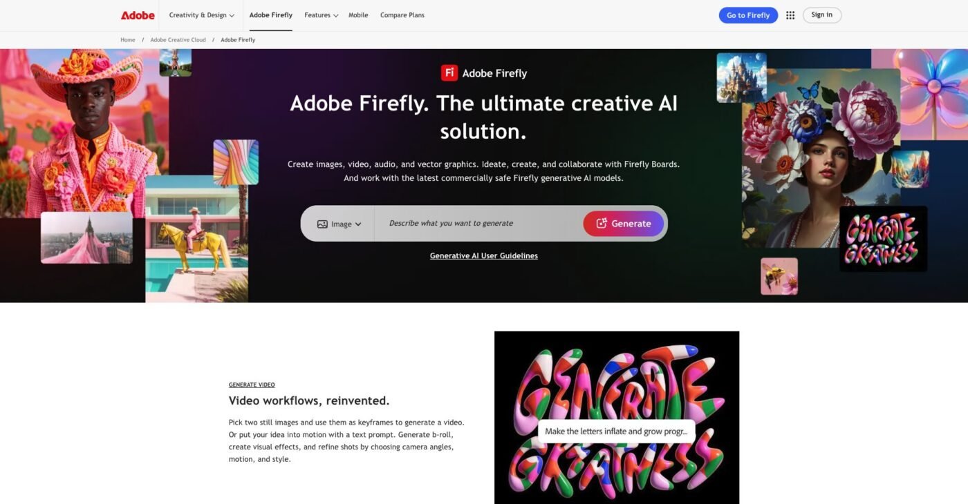 Adobe Express logo maker page with Firefly AI integration | Source: Adobe