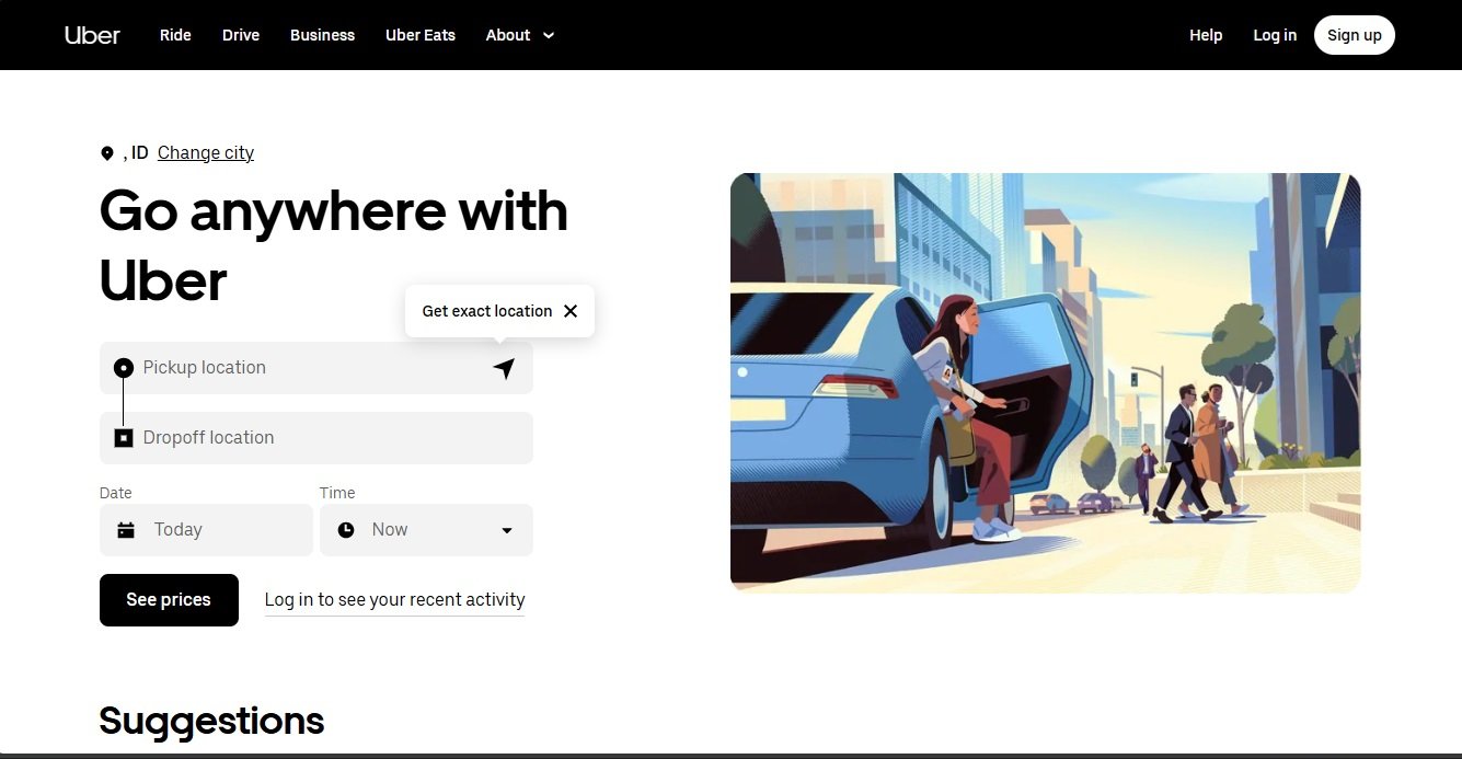 Uber interface | Source: Uber
