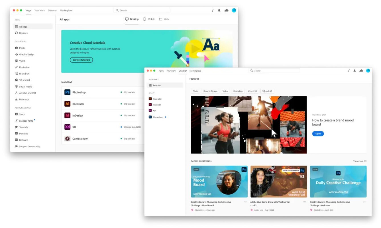 Adobe Creative Cloud interface | Source: Adobe.com