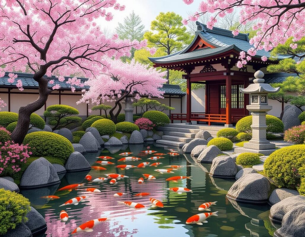 AI-generated image of a garden using a detailed prompt | source: Night Cafe