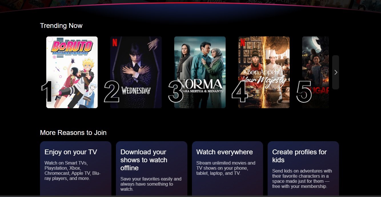 Netflix interface | Source: Netflix