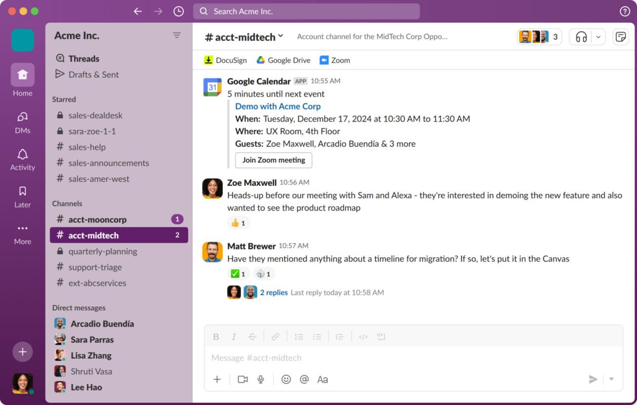 Slack interface | Source: Slack