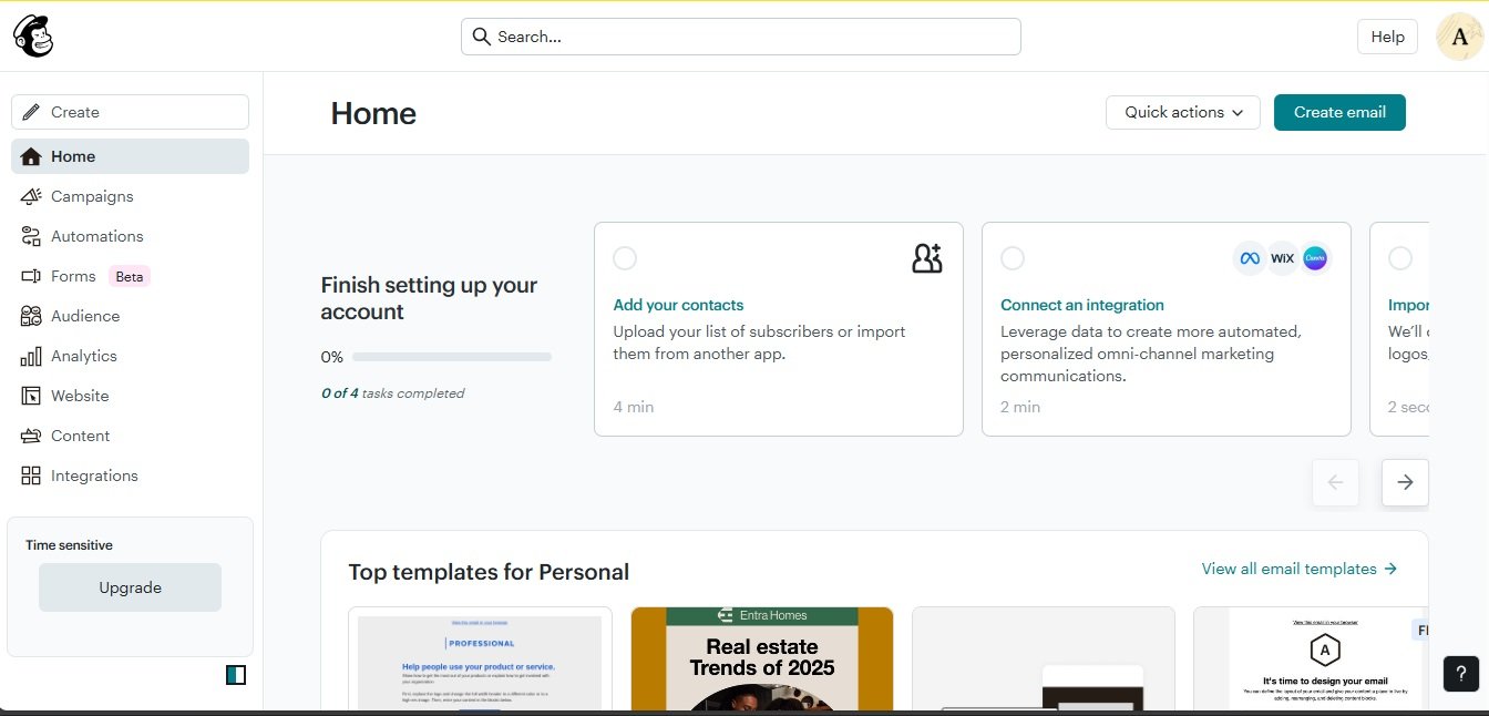 Mailchimp interface | Source: Mailchimp