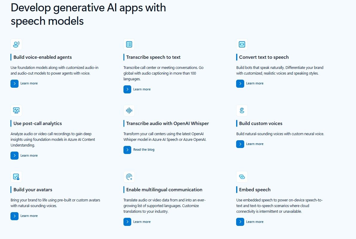 Azure AI Speech | Source: Microsoft Azure Speech
