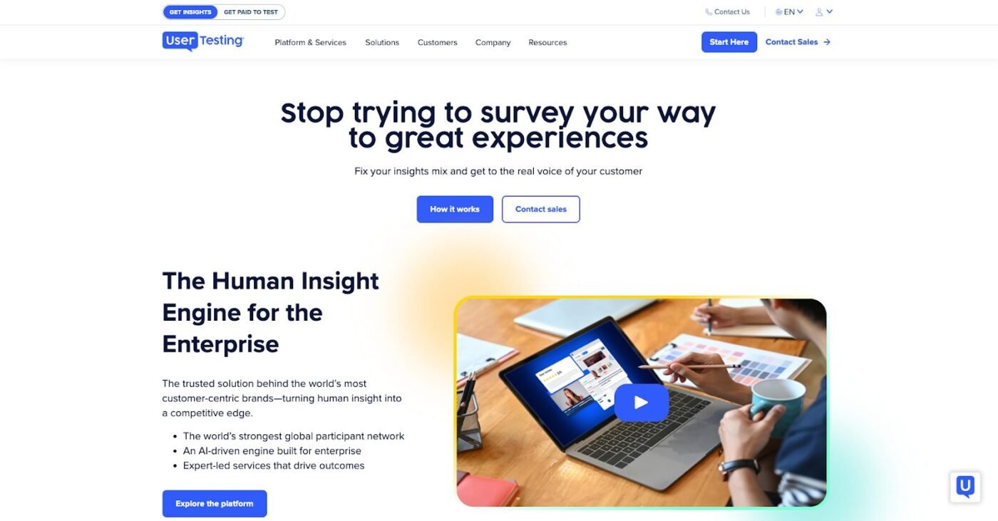 UserTesting platform showing real-time usability testing | Source: UserTesting